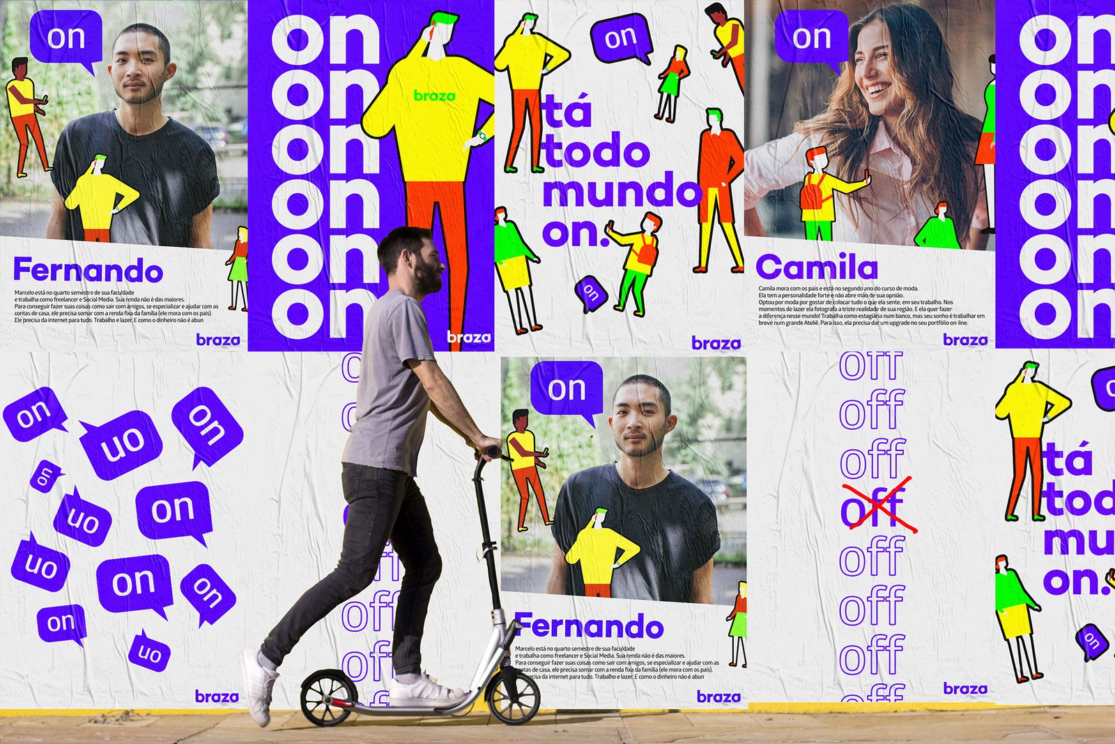 spanish hipster with scooter with yellow background