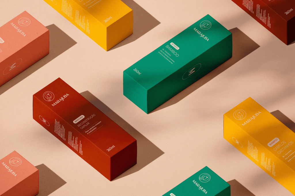 Caixas da linha Marajuba — design de embalagem para cosméticos